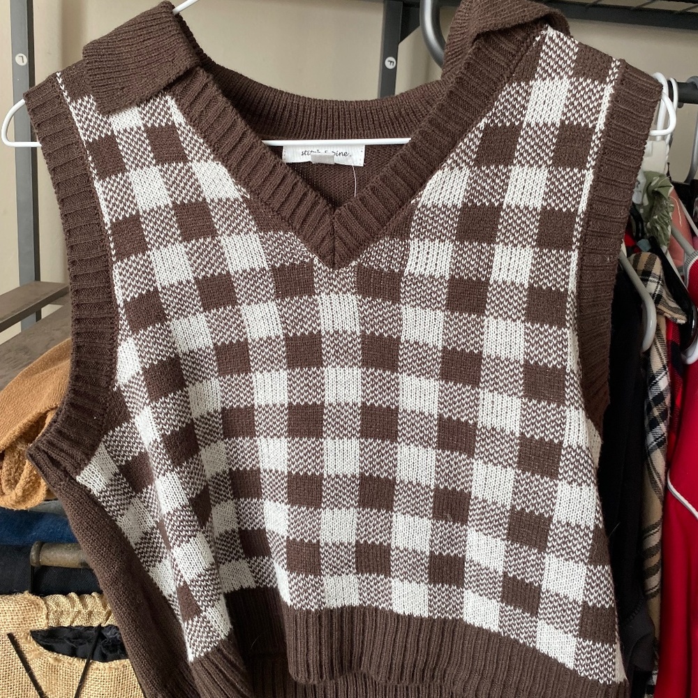 Checkered brown vest